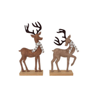Sculptuur rendier bruin 2 assorti 15x5x31cm