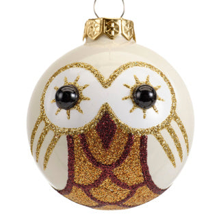 Kerstbal glas owl 3col assdia6cm
