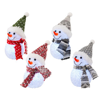 Led sneeuwpop stof steady bo binnen 4ass dia6cm x h.16cm