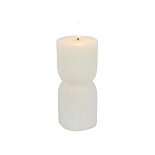 No brand led kaars ribbel wit d7x15cm 2xaa excl.