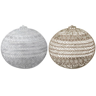 Placemat kerstbal goud zilver ø38cm