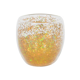 Geen merk glas confetti dubbelwandig goud ø9x8,6cm 250ml