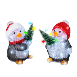 Led pinguïn acryl penguins steady bo buiten 2assl.17cm x w.17.5cm x h.26cm