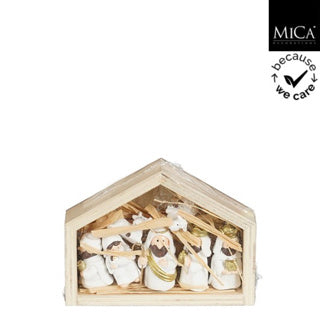 Edelman kerststal wit fsc 100% - l14xb1xh11cm