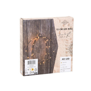 Bol zwart 15cm 40goudled 2xaa timer 6 18u