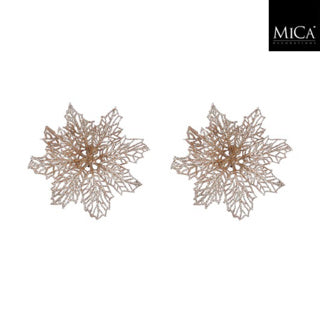 Edelman clip poinsettia champagne 2 stuks - h3xd13,5cm