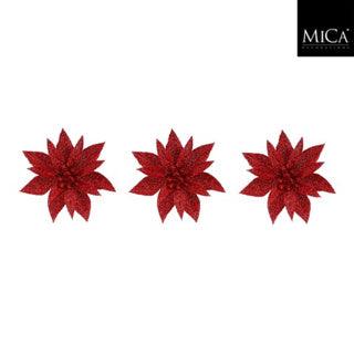 Edelman clip poinsettia rood 3 stuks - h3xd10cm