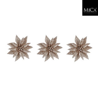 Edelman clip poinsettia champagne 3 stuks - h3xd10cm