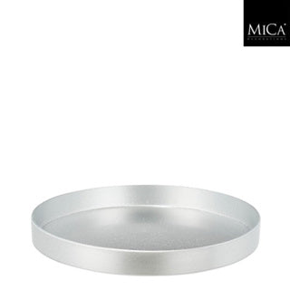 Edelman mila decoratie tray recycled plastic zilver h3xd27cm