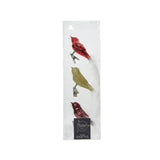 Vogel glas shiny, glitter white feather tail mixl. 3cm x w.8cm x h.3.5cm