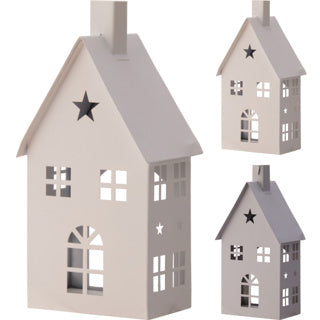 Huis theelichthouder 18cm 2ass
