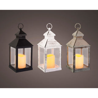 Kaemingk led lantaarn plastic square fire flame effect bo binnen 3col assl.11cm x w.11cm x h.22.5cm