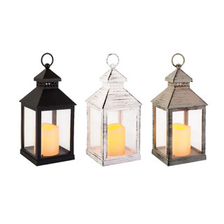 Kaemingk led lantaarn plastic square fire flame effect bo binnen 3col assl.11cm x w.11cm x h.22.5cm
