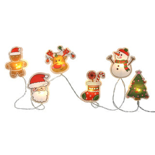 Raamdeco pvc kerstfiguren lichtsnoer x6led timer 2xaa 6 18u