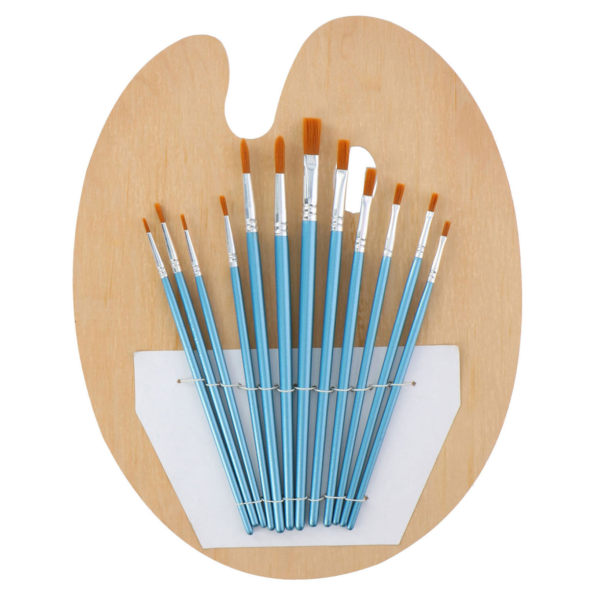 Verf penselen met houten schilderspalet, 13dlg.