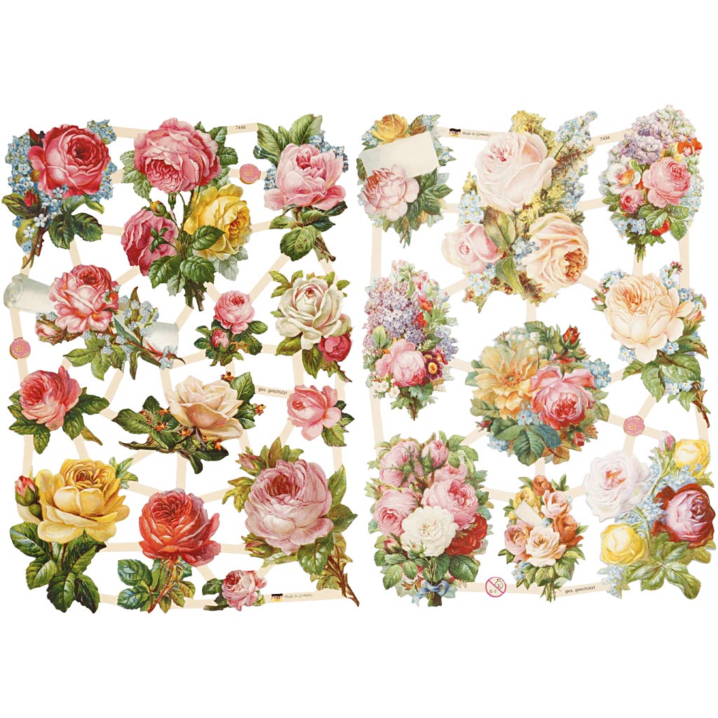 Creativ company vintage plaatjes, rozen, vel 16,5x23,5 cm, 2 vel 1 doos