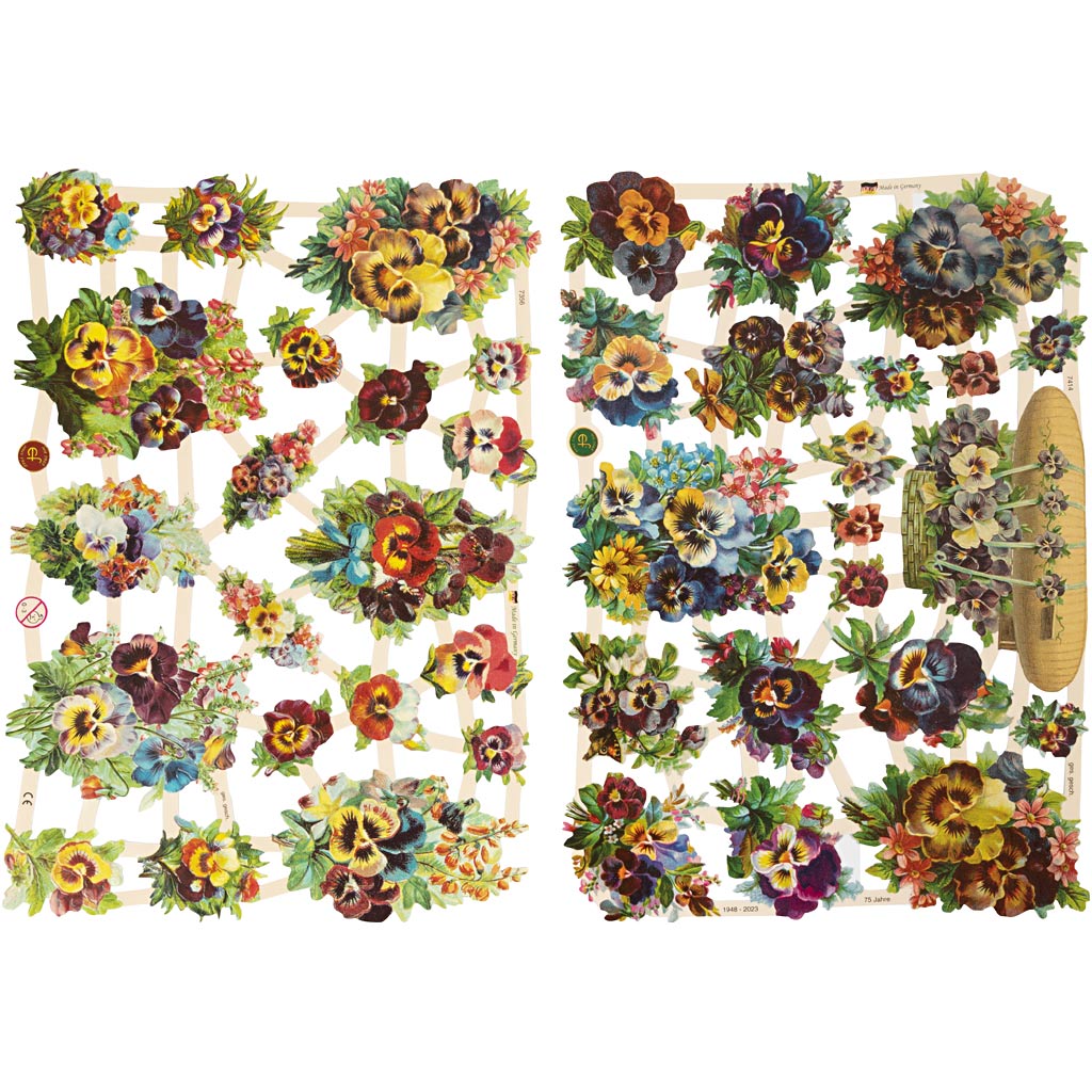 Creativ company vintage plaatjes, viooltje, vel 16,5x23,5 cm, 2 vel 1 doos