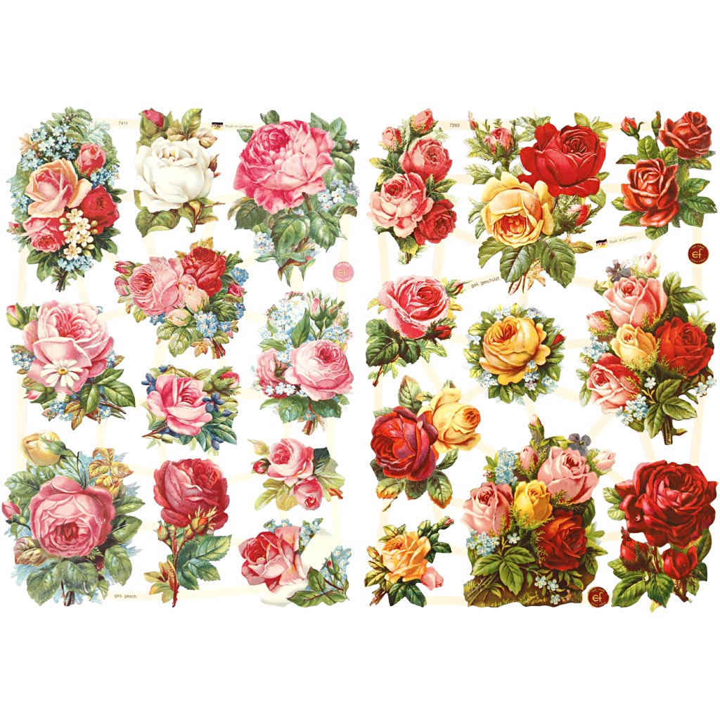 Creativ company vintage plaatjes, rozen, vel 16,5x23,5 cm, 2 vel 1 doos
