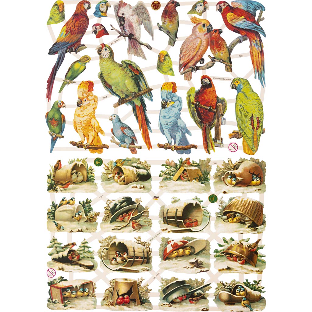 Creativ company vintage plaatjes, vogels, vel 16,5x23,5 cm, 2 vel 1 doos