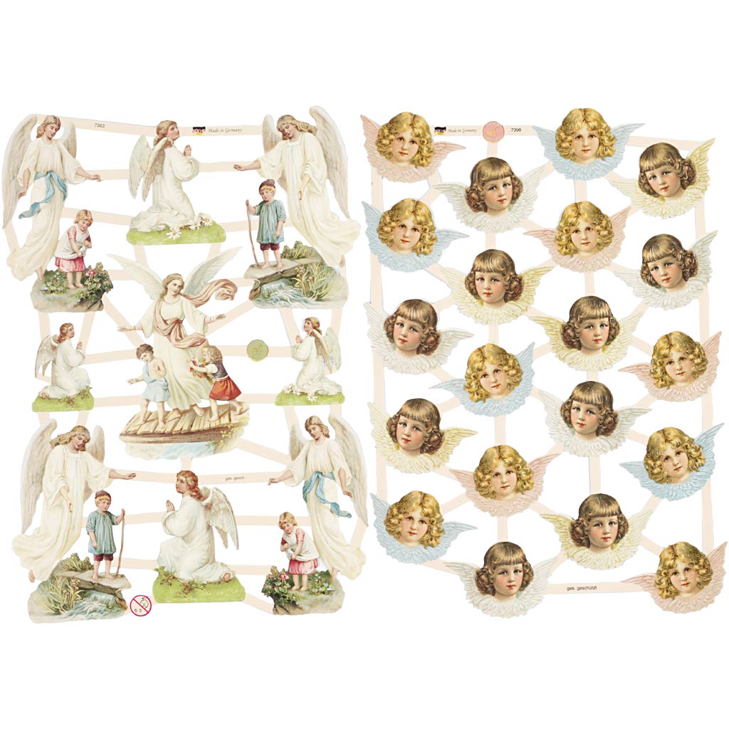 Creativ company vintage plaatjes, nostalgische engelen, vel 16,5x23,5 cm, 2 vel 1 doos