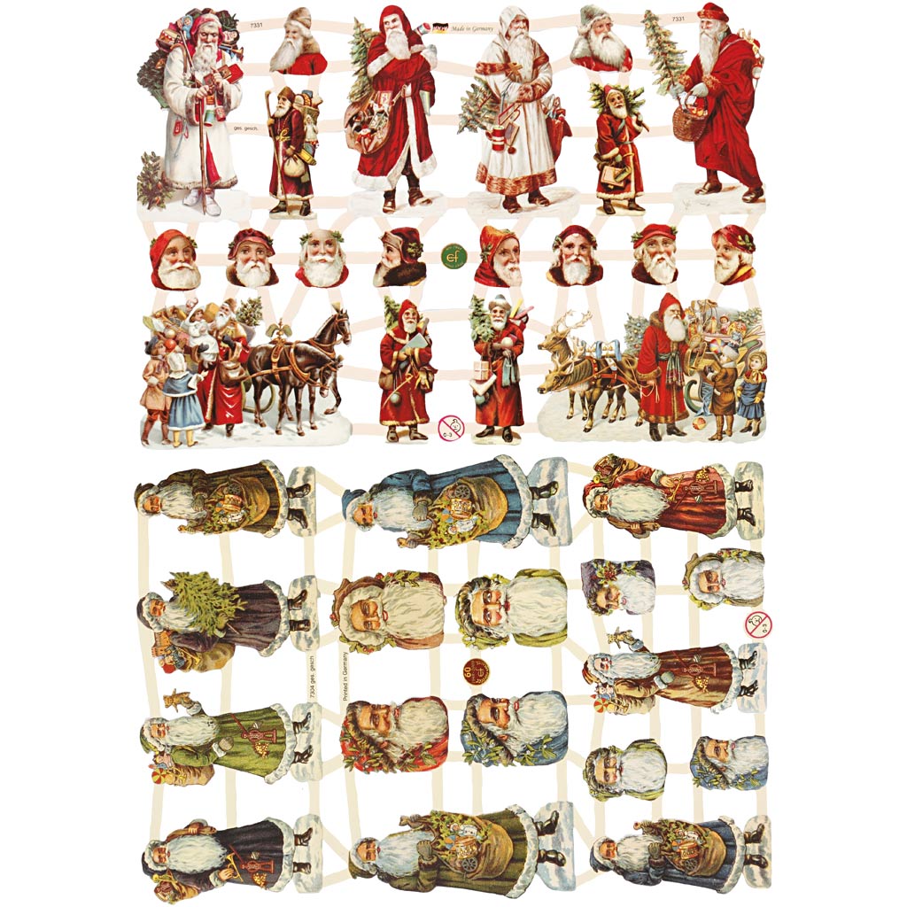 Creativ company vintage plaatjes, kerstman, vel 16,5x23,5 cm, 2 vel 1 doos