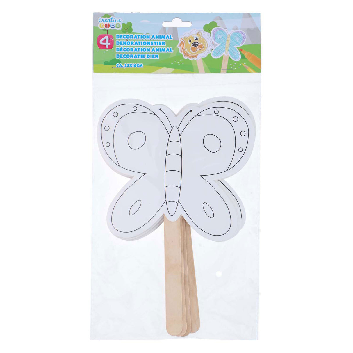 Decoratiemaskers met houten handvat, 4st.