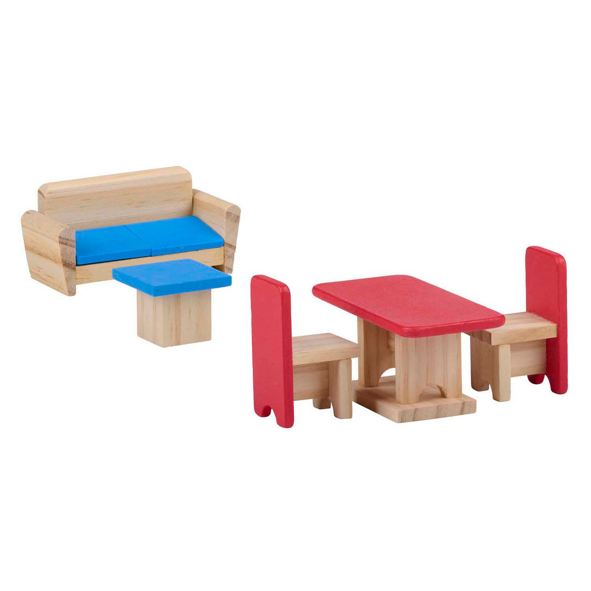 Houten poppenhuis met accessoires, 30dlg.