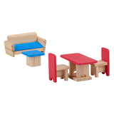Houten poppenhuis met accessoires, 30dlg.