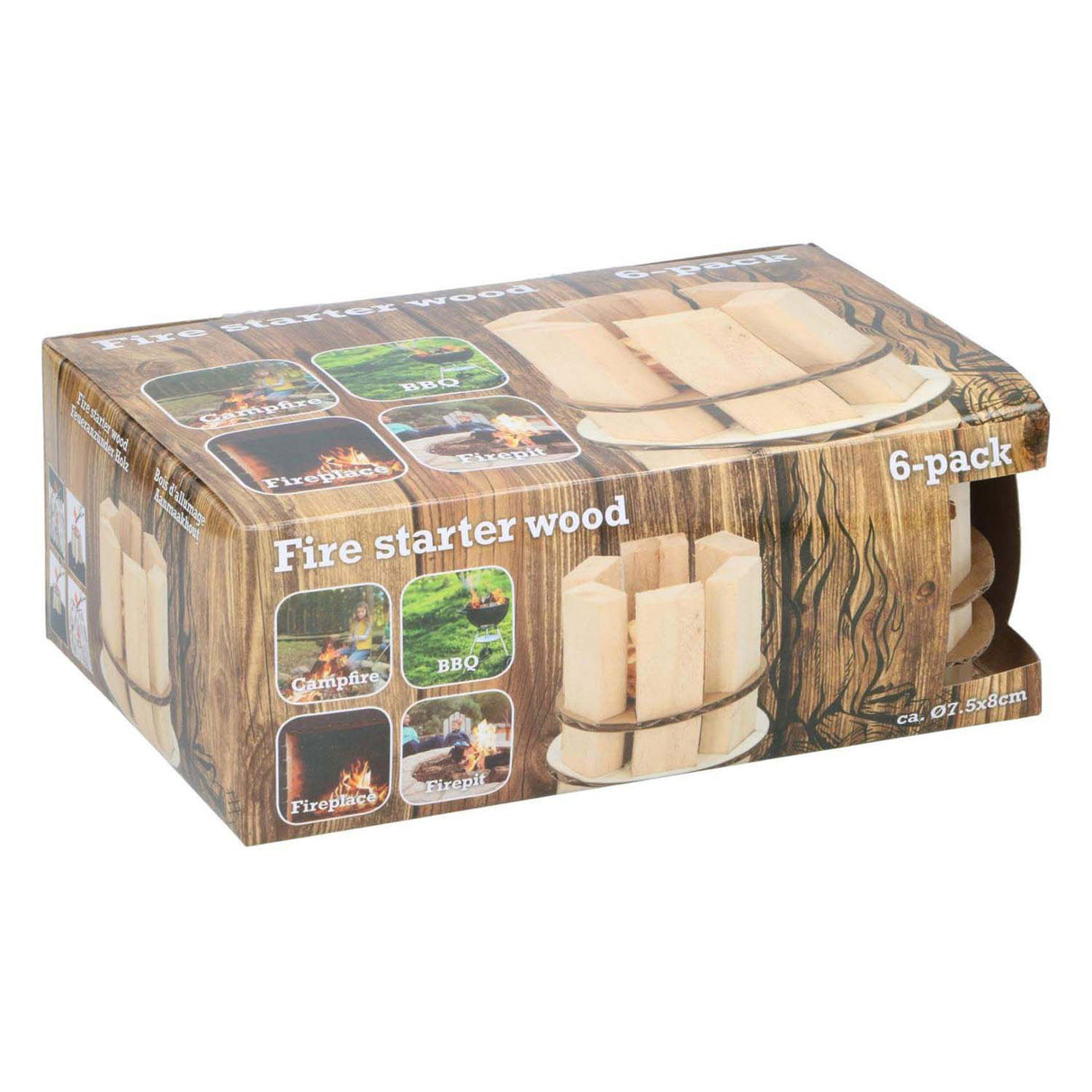 Houten aanmaakblokjes van hout, 6-pack