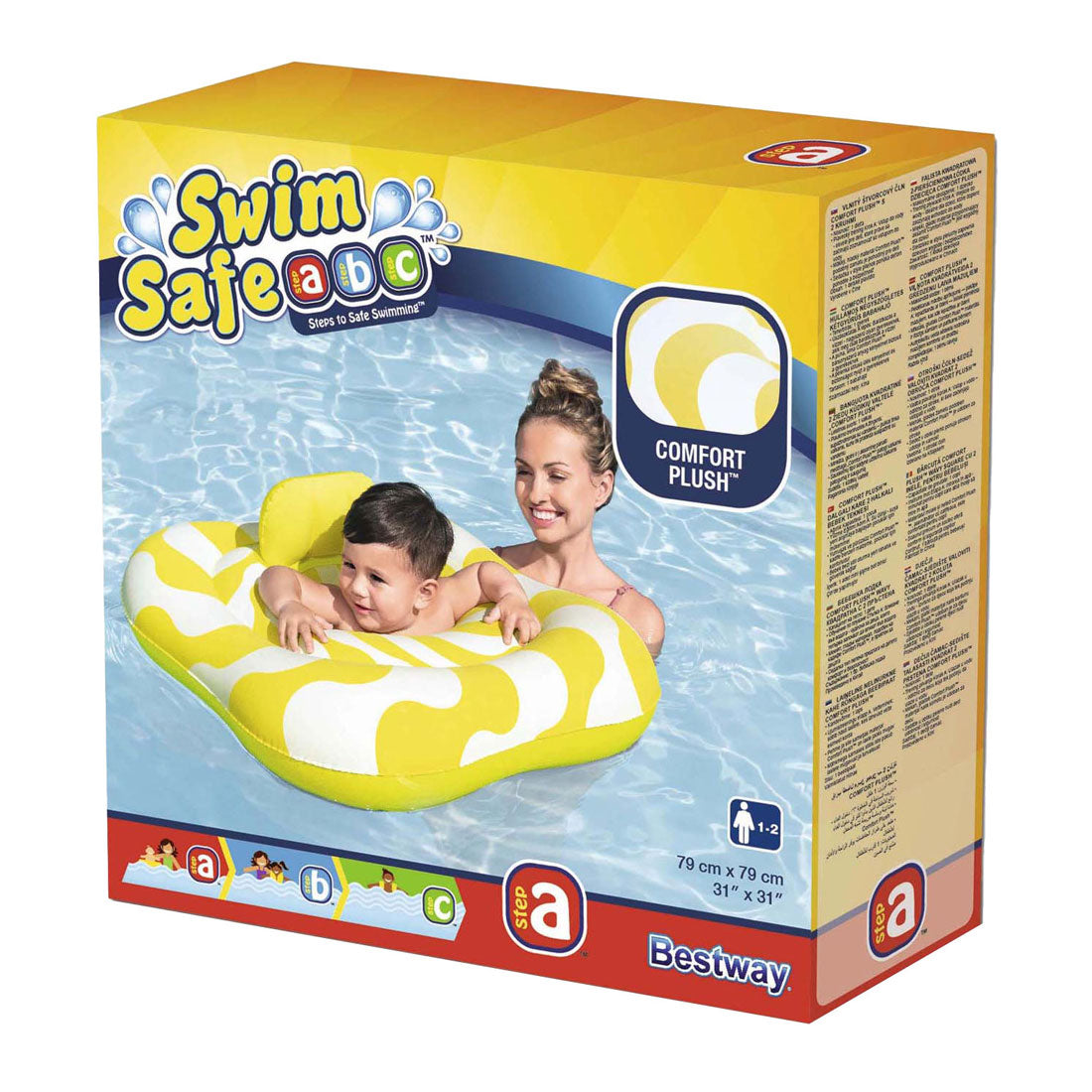 Bestway zwemzitje comfort plush wavy square, 1-2 jaar