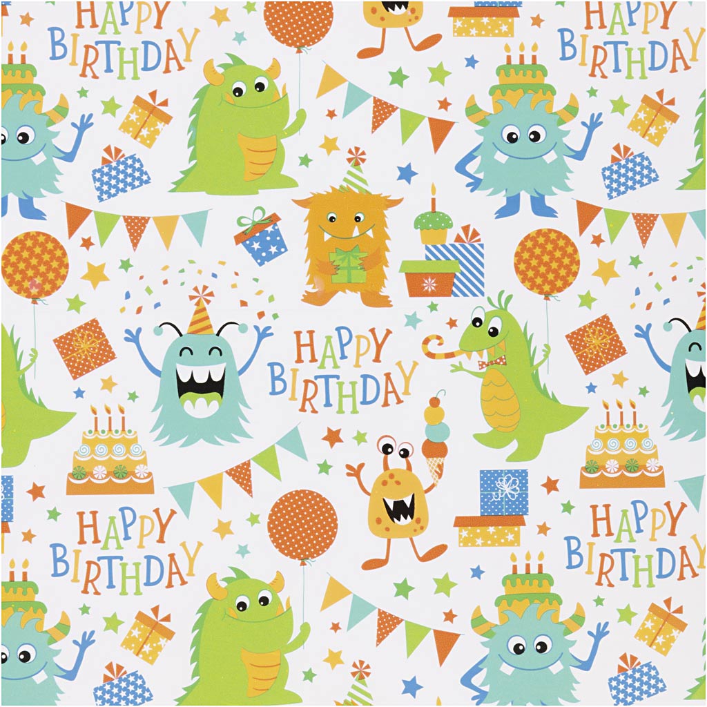 Creativ company inpakpapier, verjaardag, b: 50 cm, 80 gr, kleurrijke kleuren, 5 m 1 rol
