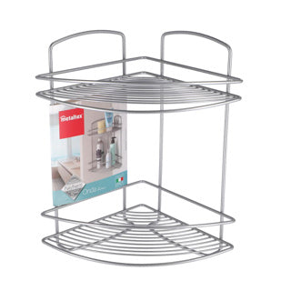 Metaltex onda badkamer-hoekrek 2 etages 22x22x35 cm zilver