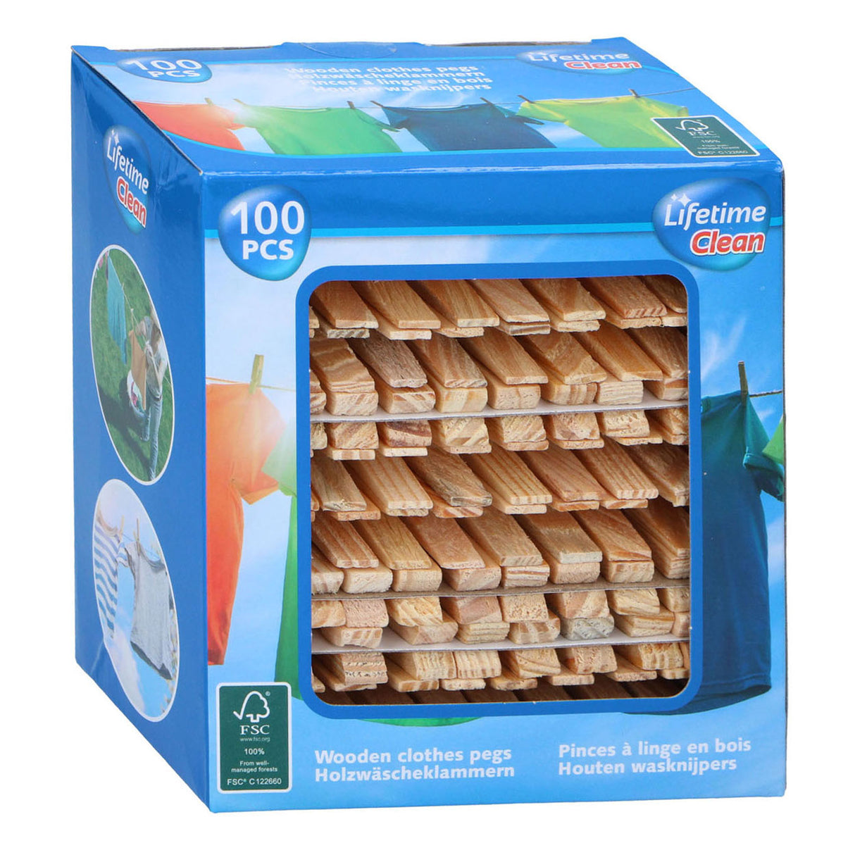 Houten wasknijpers, 100st.