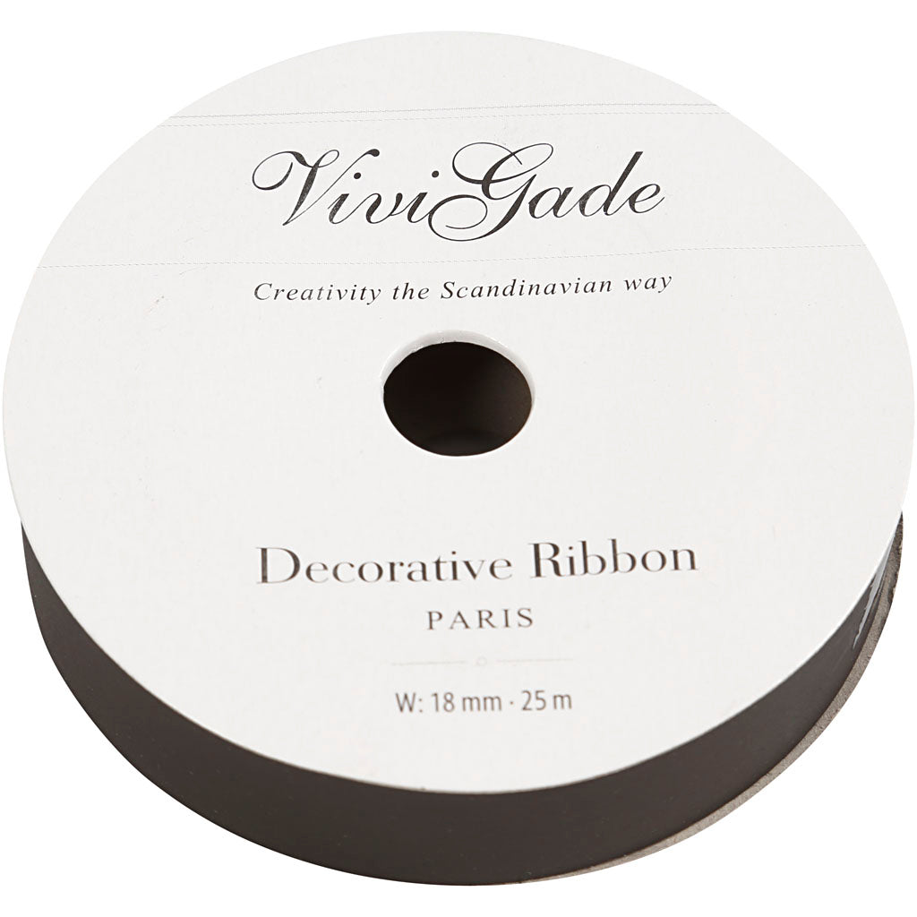 Creativ company cadeaulint, b: 18 mm, matt, zwart, 25 m 1 rol