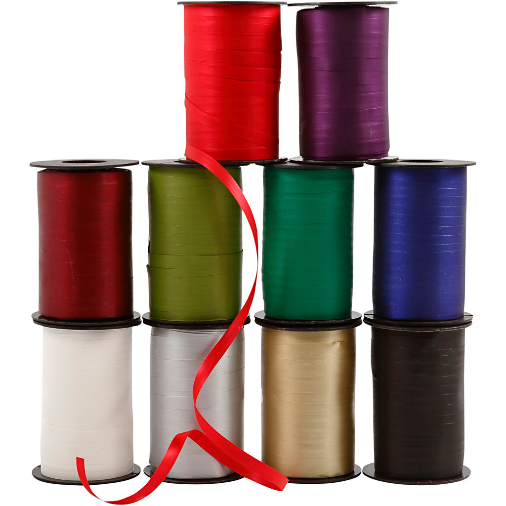 Creativ company cadeaulint, b: 10 mm, diverse kleuren, 10x250 m 1 doos
