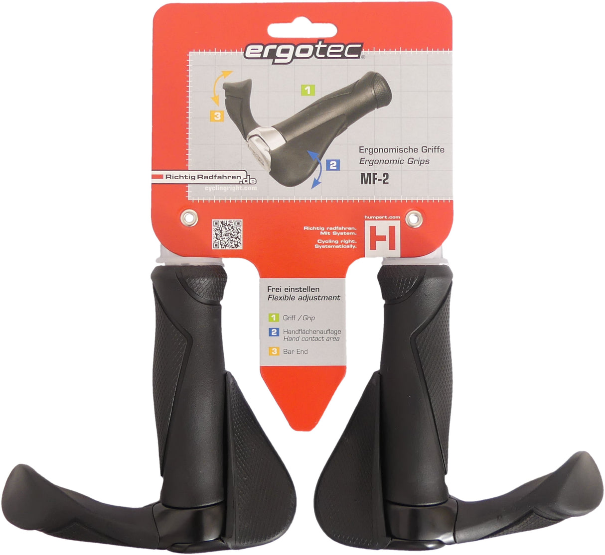 Ergotec handvatpaar mf2 small kraton aluminium 130+130 mm - zwart