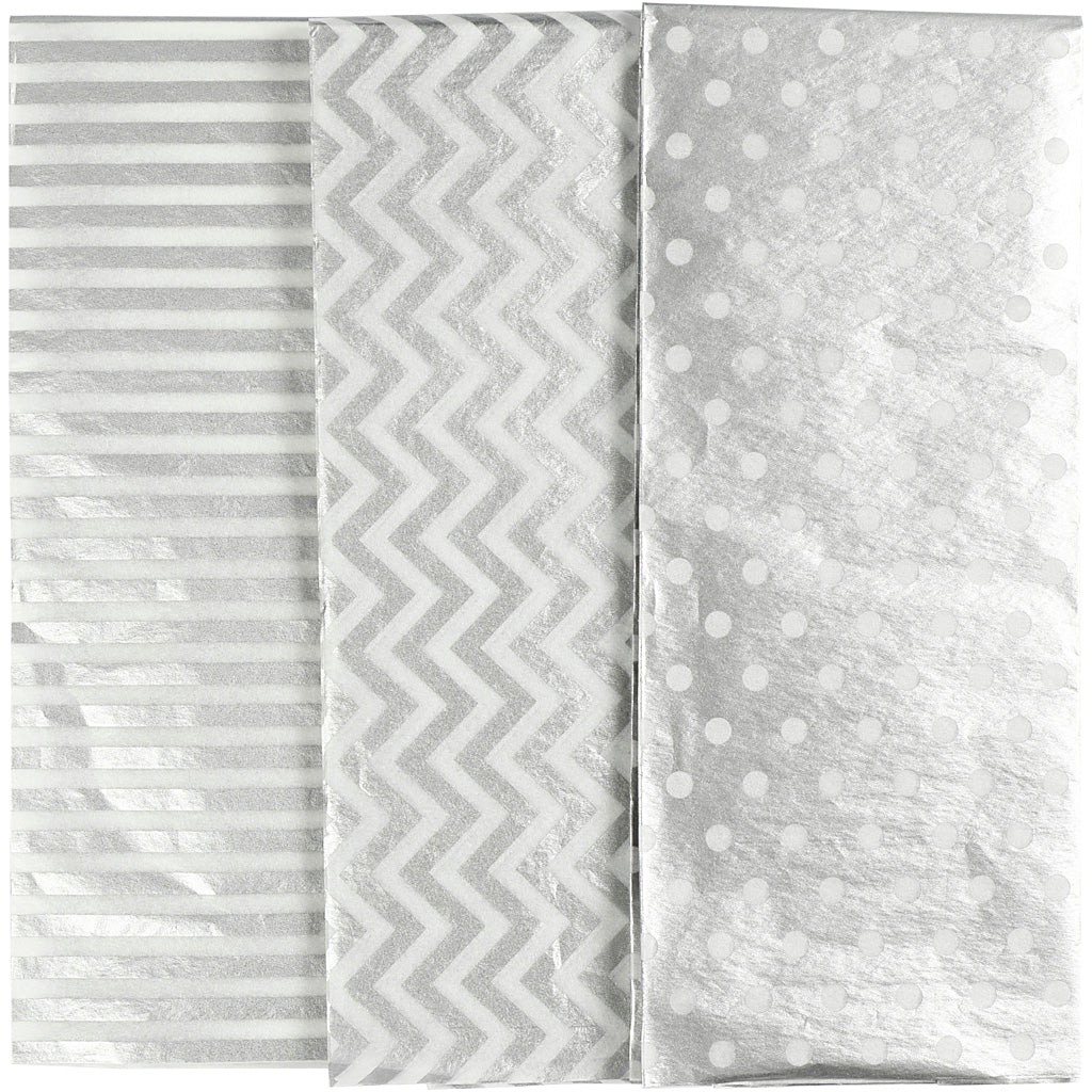 Creativ company tissuepapier, vel 50x70 cm, 17 gr, zilver, 6 vel 1 doos