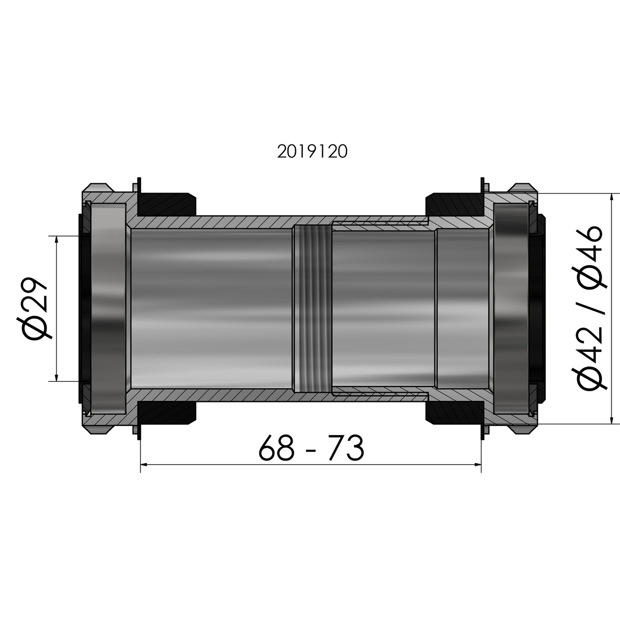 Trapas Elvedes SRAM DUB BB30 (ø42mm) + PF30 (ø46mm)
