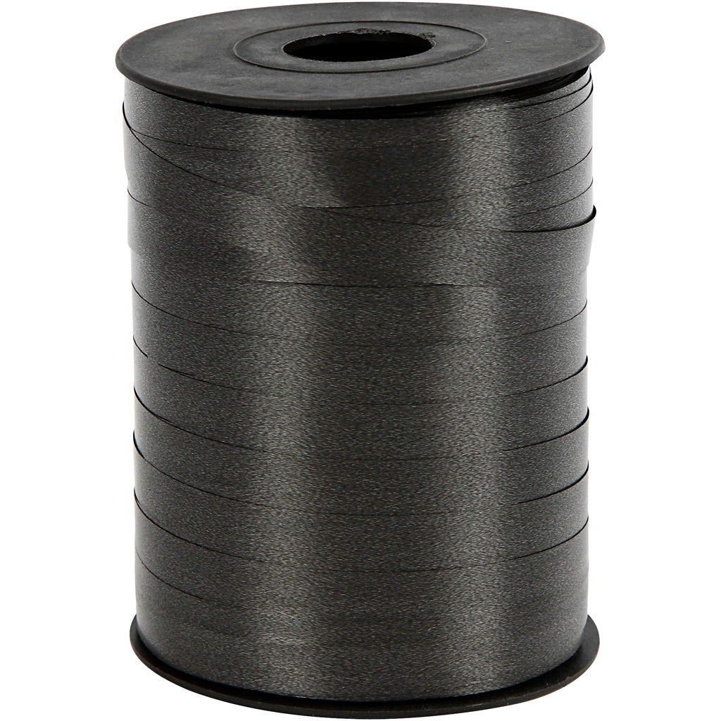 Creativ company cadeaulint, b: 10 mm, glanzend, zwart, 250 m 1 rol