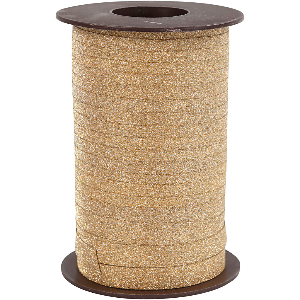 Creativ company cadeaulint, b: 10 mm, glitter, goud, 100 m 1 rol