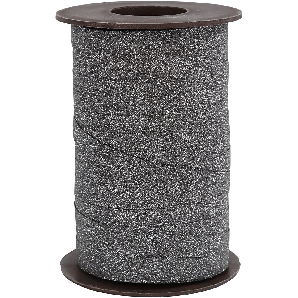 Creativ company cadeaulint, b: 10 mm, glitter, zwart, 100 m 1 rol