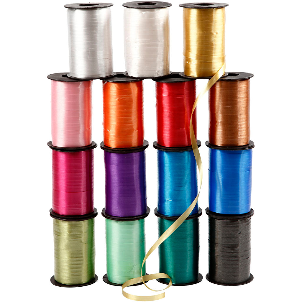 Creativ company cadeaulint, b: 10 mm, glanzend, diverse kleuren, 15x250 m 1 doos