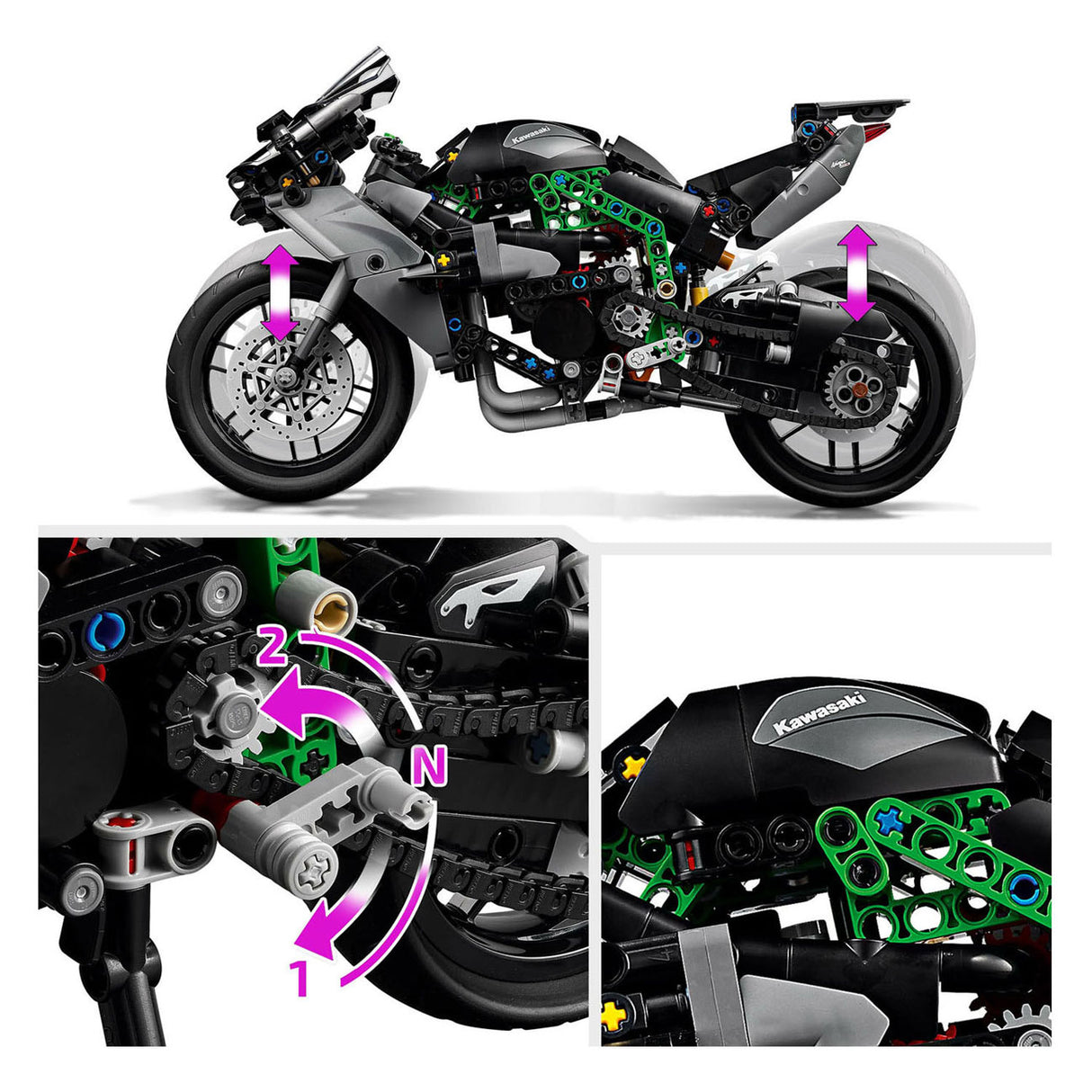 Lego technic 42170 kawasaki ninja h2r motorcycle