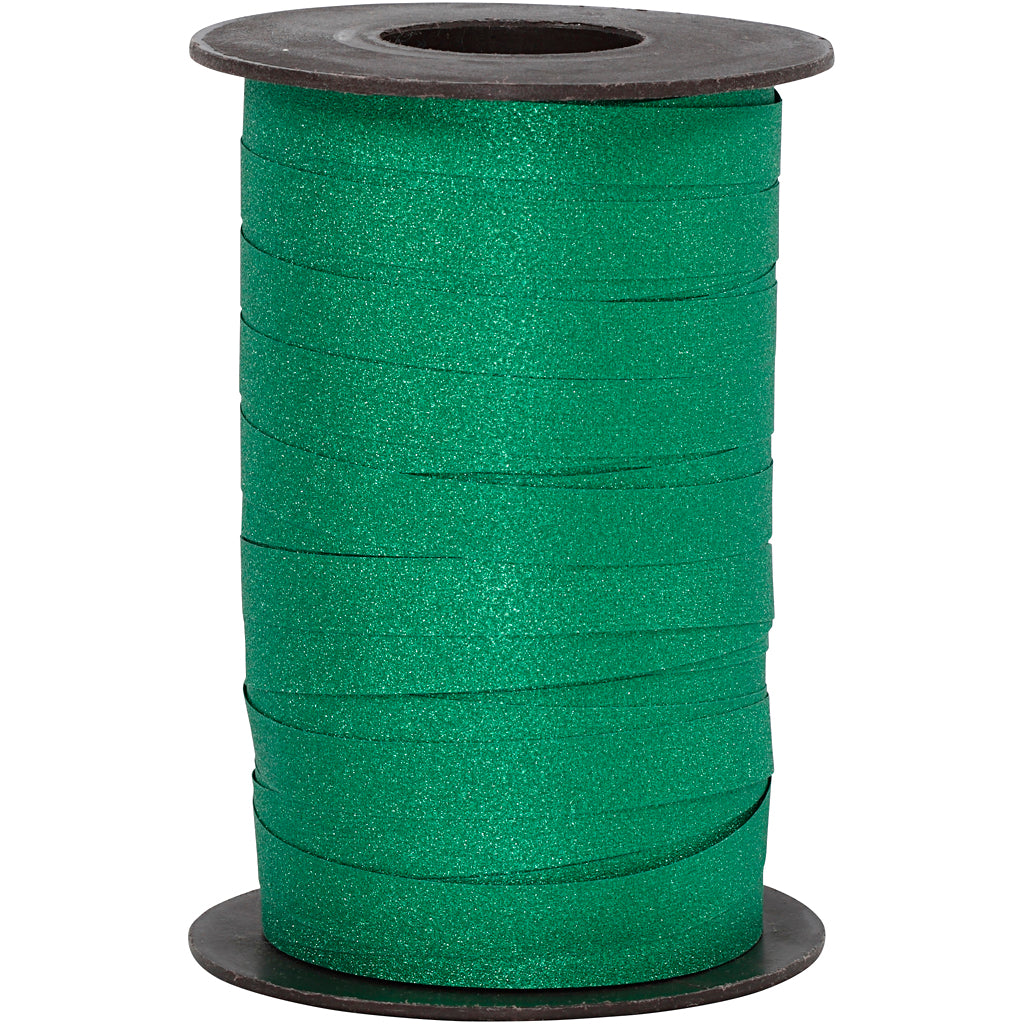 Creativ company cadeaulint, b: 10 mm, glitter, groen, 100 m 1 rol