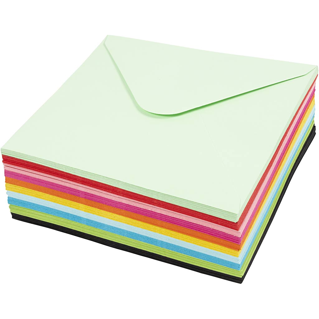 Creativ company Choon enveloppen, afmeting envelop 16x16 cm, 80 gr, diverse kleuren, 10x10 stuk 1 doos