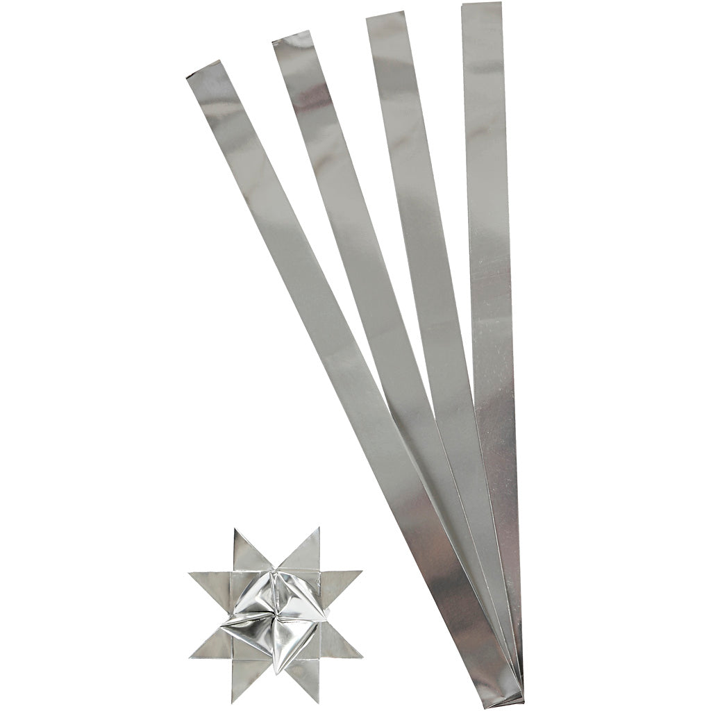 Creativ company vlechtstroken, l: 73 cm, d 11,5 cm, b: 25 mm, zilver, 100 stroken 1 doos