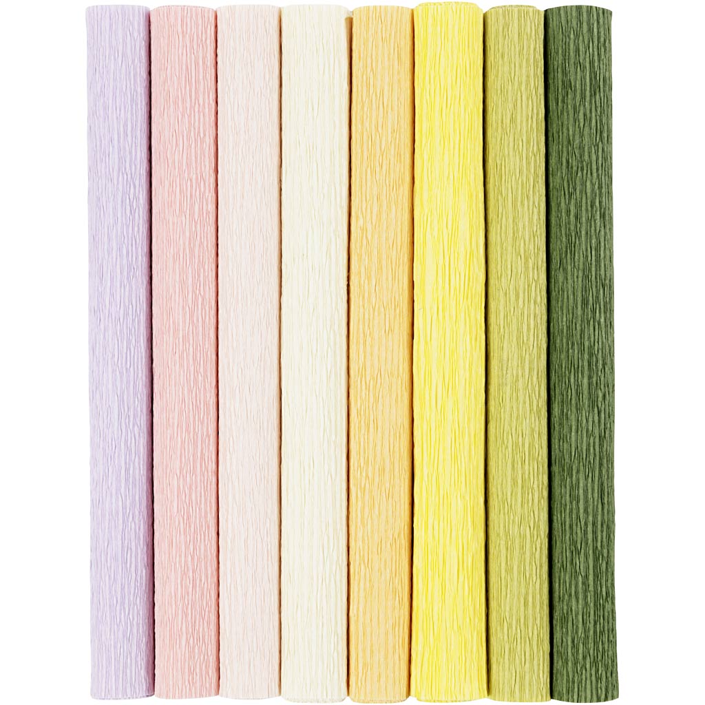 Crêpepapier Pastelkleuren, 8 Vellen
