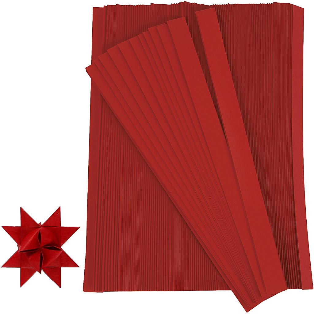 Creativ company vlechtstroken, l: 45 cm, d 4,5 cm, b: 10 mm, rood, 500 stroken 1 doos