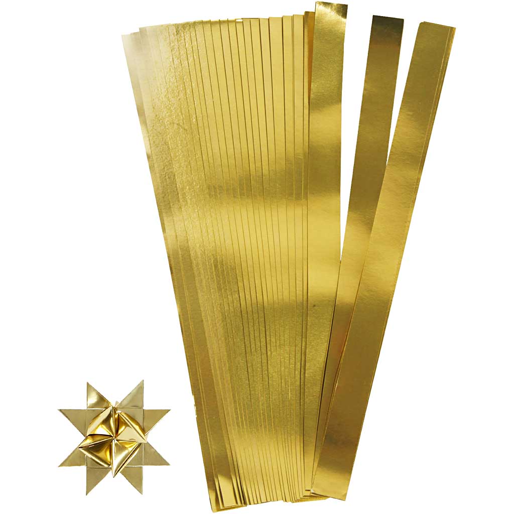 Creativ company vlechtstroken, l: 45 cm, b: 15 mm, d 6,5 cm, goud, 100 stroken 1 doos