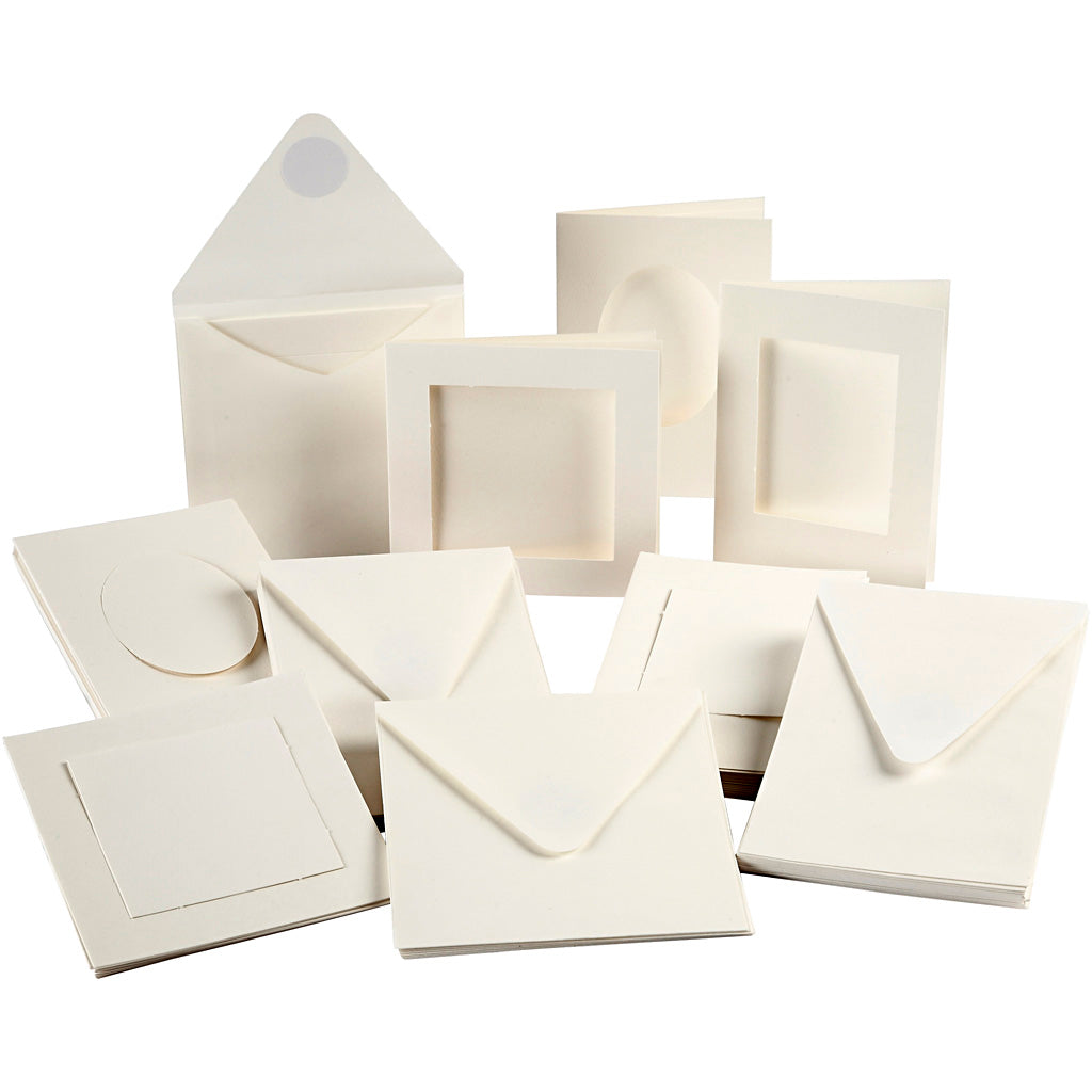 Creativ company passepartout kaarten, afmeting kaart 10,5x15 + 12,5x12,5 cm, inhoud kan variëren , off-white, 50 set 1 doos